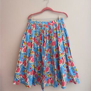 Pinup Couture Blue and Pink Floral A-Line Skirt